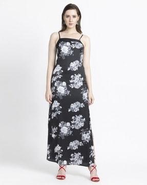 floral print square-neck sheath dress