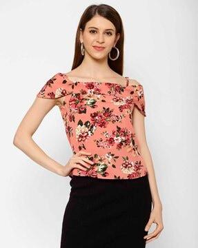 floral print square-neck top