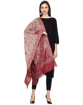 floral print stole with frayed hem