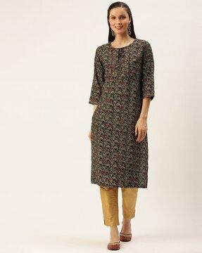 floral print straight  kurta