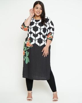 floral print straight  kurta