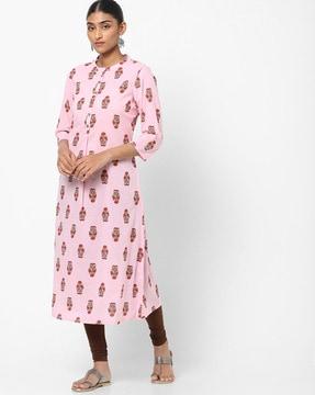 floral print straight a-line kurta