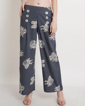 floral print straight fit palazzos