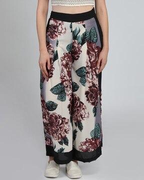 floral print straight fit palazzos