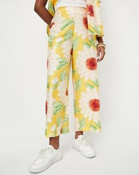 floral print straight fit palazzos