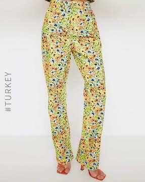 floral print straight fit pants