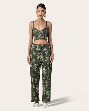 floral print straight fit pants