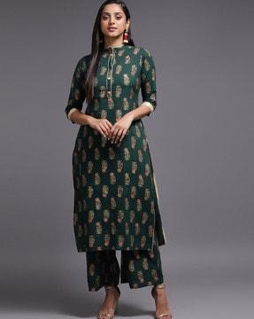 floral print straight kurta & palazzo set