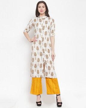 floral print straight kurta & palazzos set