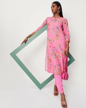 floral print straight kurta & pyjamas set