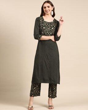 floral print straight kurta & pyjamas set