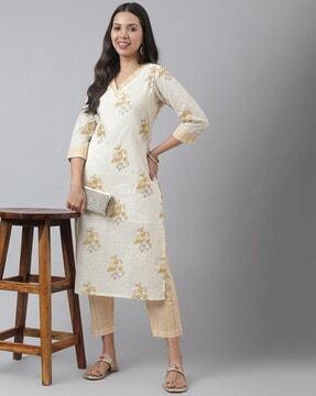 floral print straight kurta  with pants