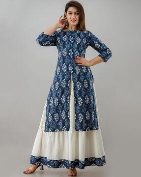 floral print straight kurta  with skirt set