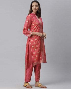 floral print straight kurta set