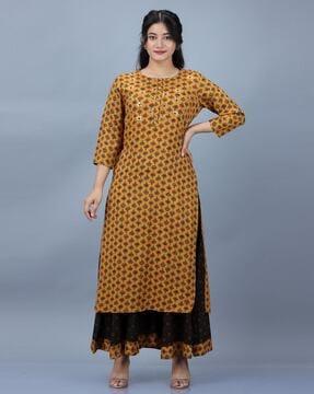 floral print straight kurta set