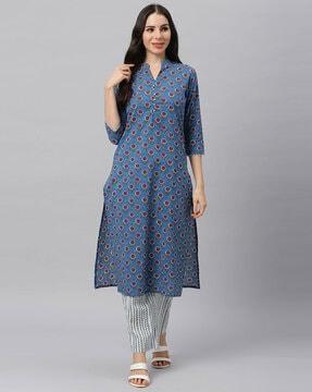 floral print straight kurta set