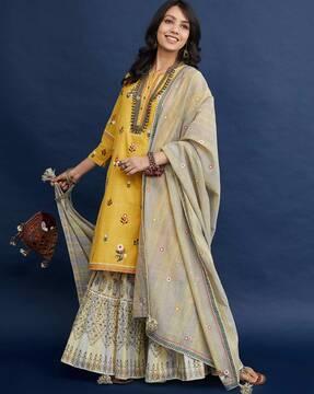 floral print straight kurta set