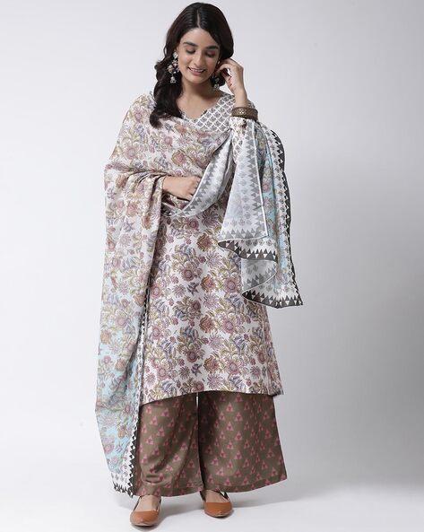 floral print straight kurta set