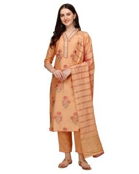 floral print straight kurta set