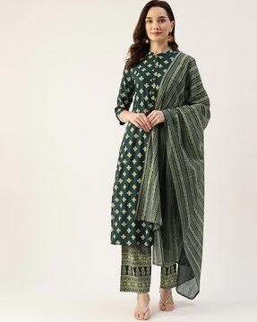 floral print straight kurta set