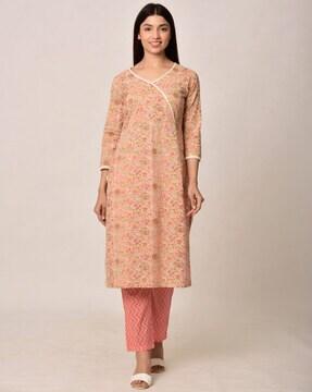 floral print straight kurta set