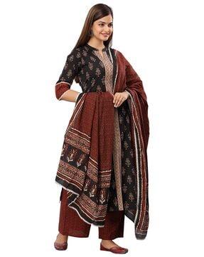 floral print straight kurta set