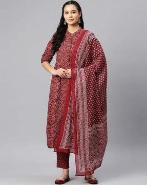 floral print straight kurta set