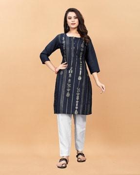 floral print straight kurta set