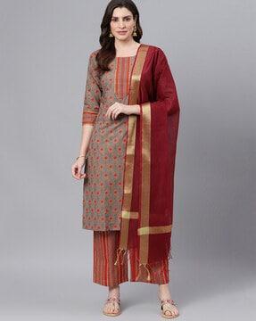 floral print straight kurta set