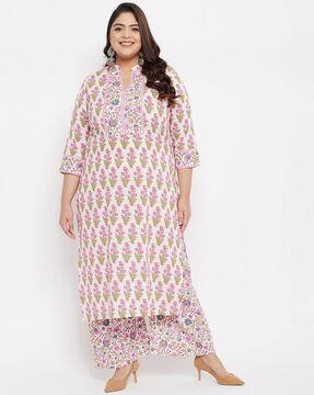 floral print straight kurta set