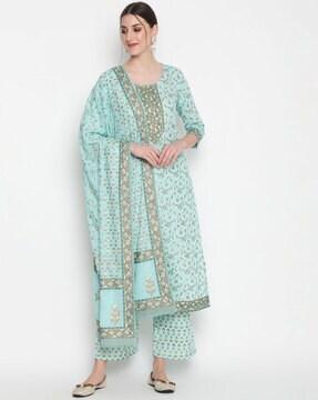 floral print straight kurta set