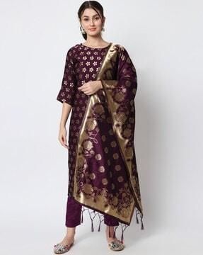 floral print straight kurta set