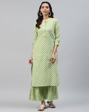 floral print straight kurta set