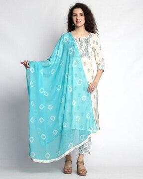 floral print straight kurta set