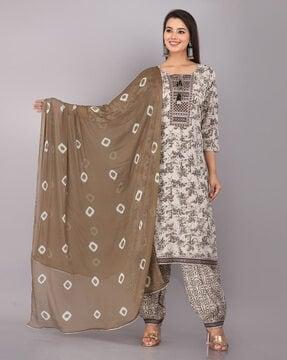 floral print straight kurta set