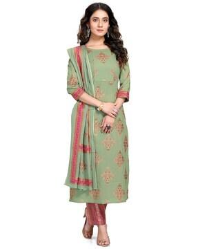 floral print straight kurta set