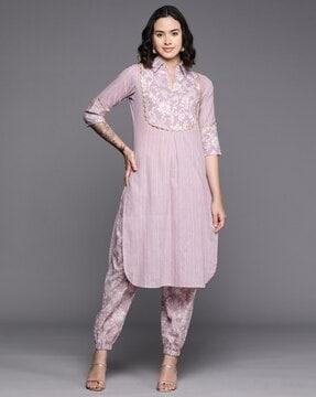 floral print straight kurta set