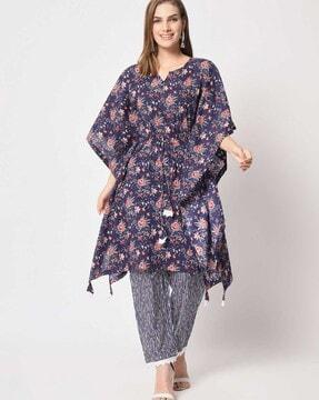 floral print straight kurta set