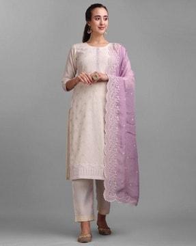 floral print straight kurta set