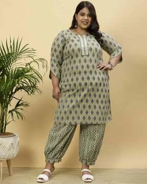 floral print straight kurta set