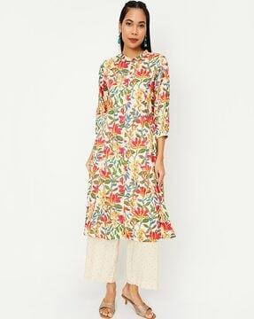 floral print straight kurta set