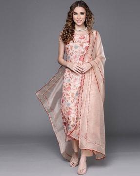 floral print straight kurta set