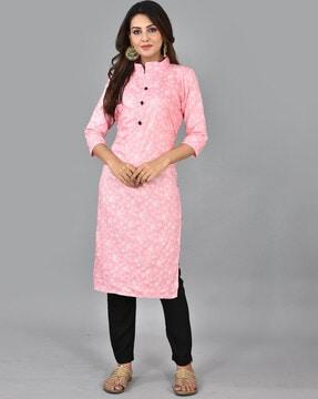 floral print straight kurta set