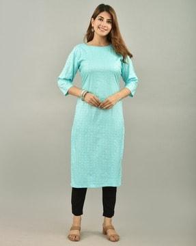 floral print straight kurta set