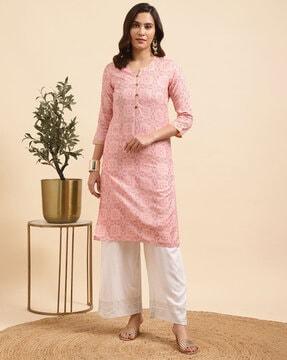 floral print straight kurta set