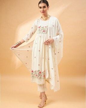 floral print straight kurta set