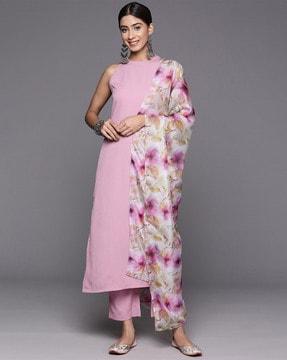 floral print straight kurta set