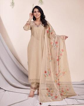 floral print straight kurta set