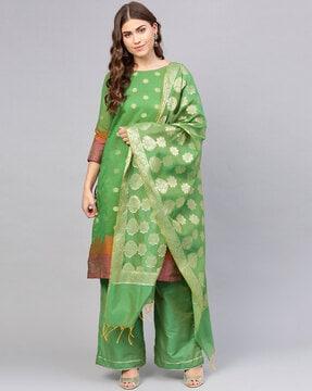 floral print straight kurta suit set