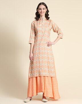 floral print straight kurta with bottom